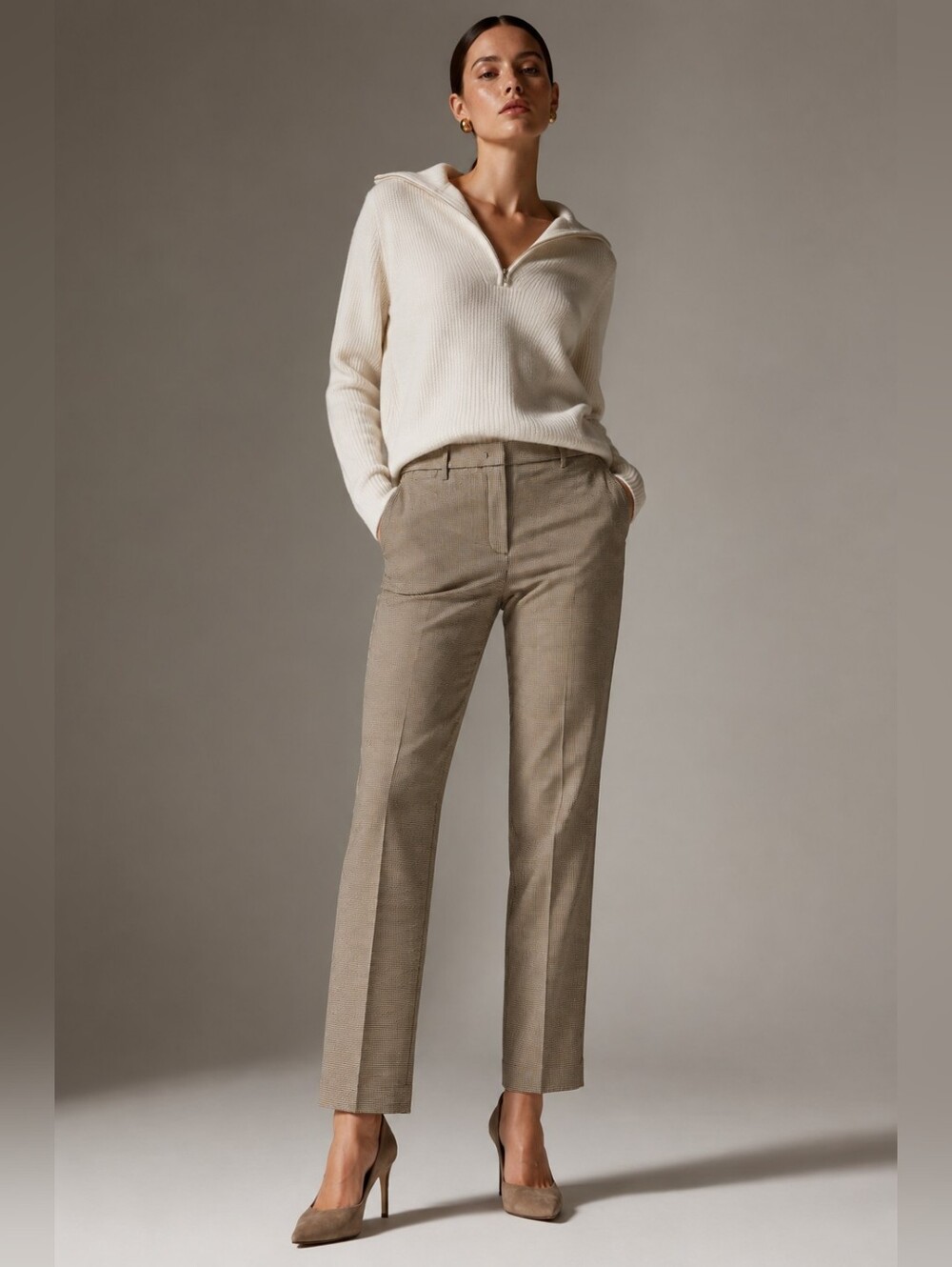 ❤️ MAX MARA MARELLA SPORT HOUNDSTOOTH STRAIGHT LEG PANTS / TROUSERS, 12 (31)